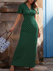 Emmeline Barclay | Robe longue à col V à pois