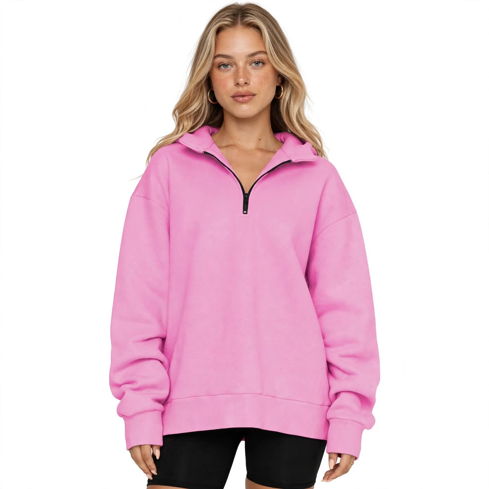 Harriet Fenwick | Oversized Blue Zip-Neck Sweatshirt