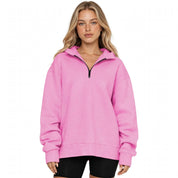 Harriet Fenwick | Oversized Blue Zip-Neck Sweatshirt
