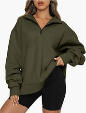 Harriet Fenwick | Oversized Blue Zip-Neck Sweatshirt