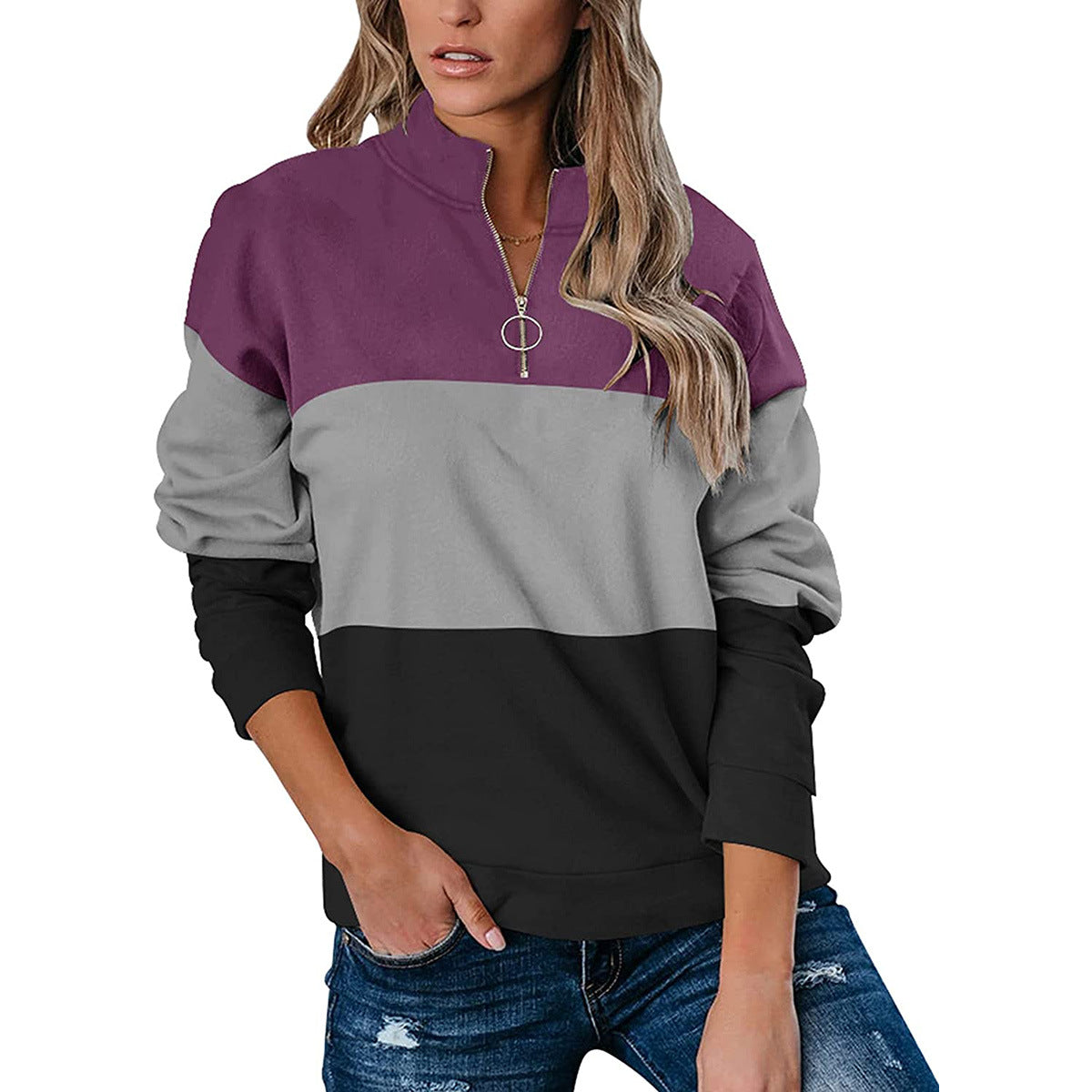 Florence Baker | Colour Block Quarter-Zip Sweatshirt