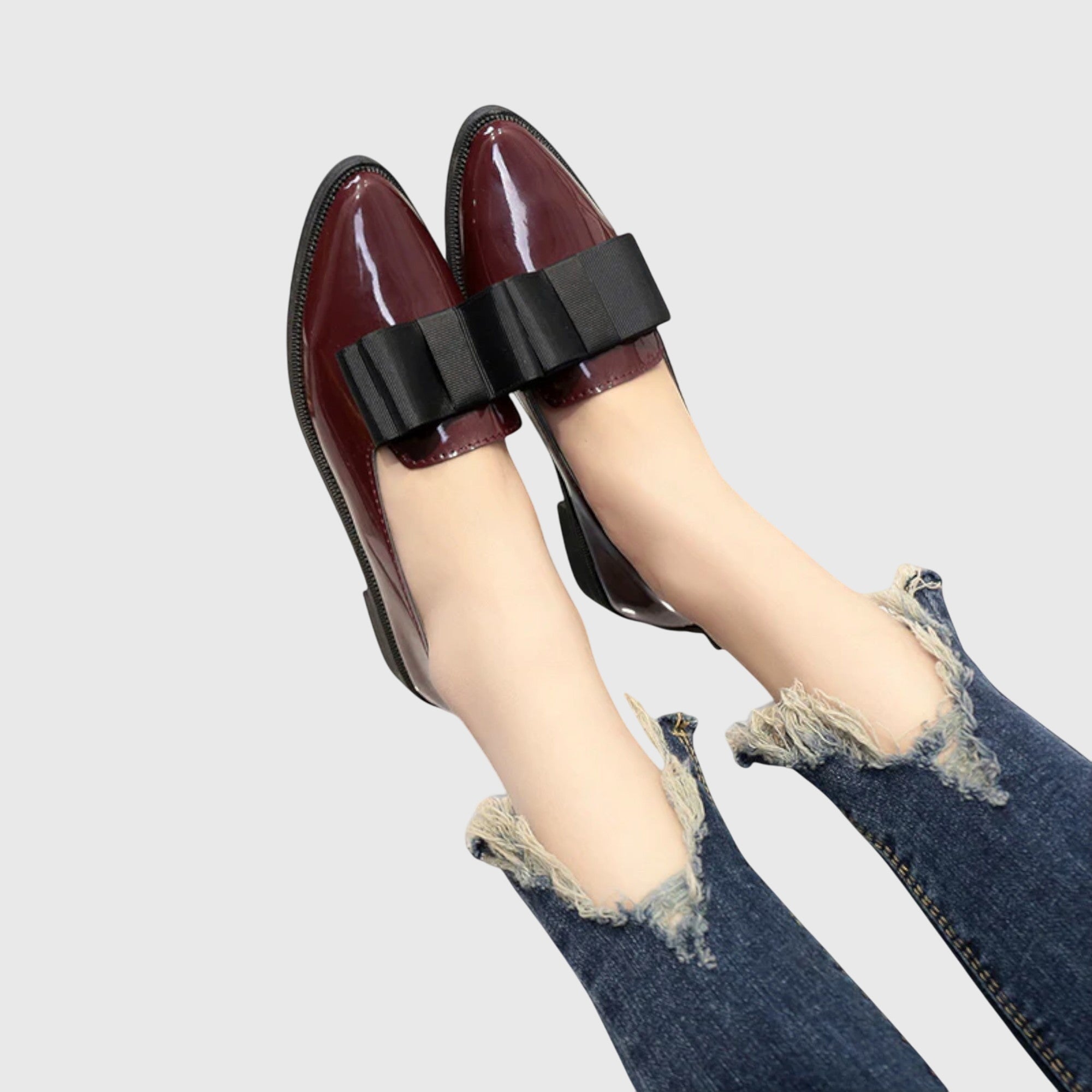 Margot Ashcombe | Patent Leather Loafers With Bow Detail