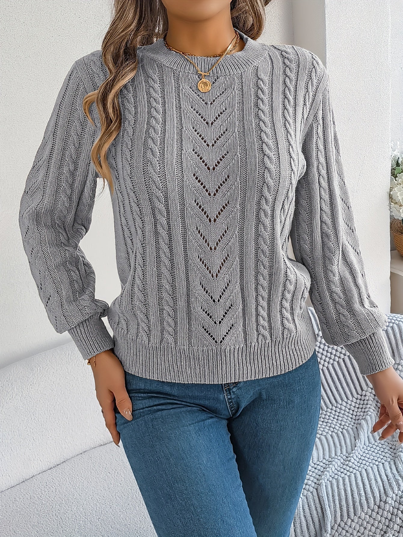 Eleanor Davies | Cable-Knit Textured Sweater
