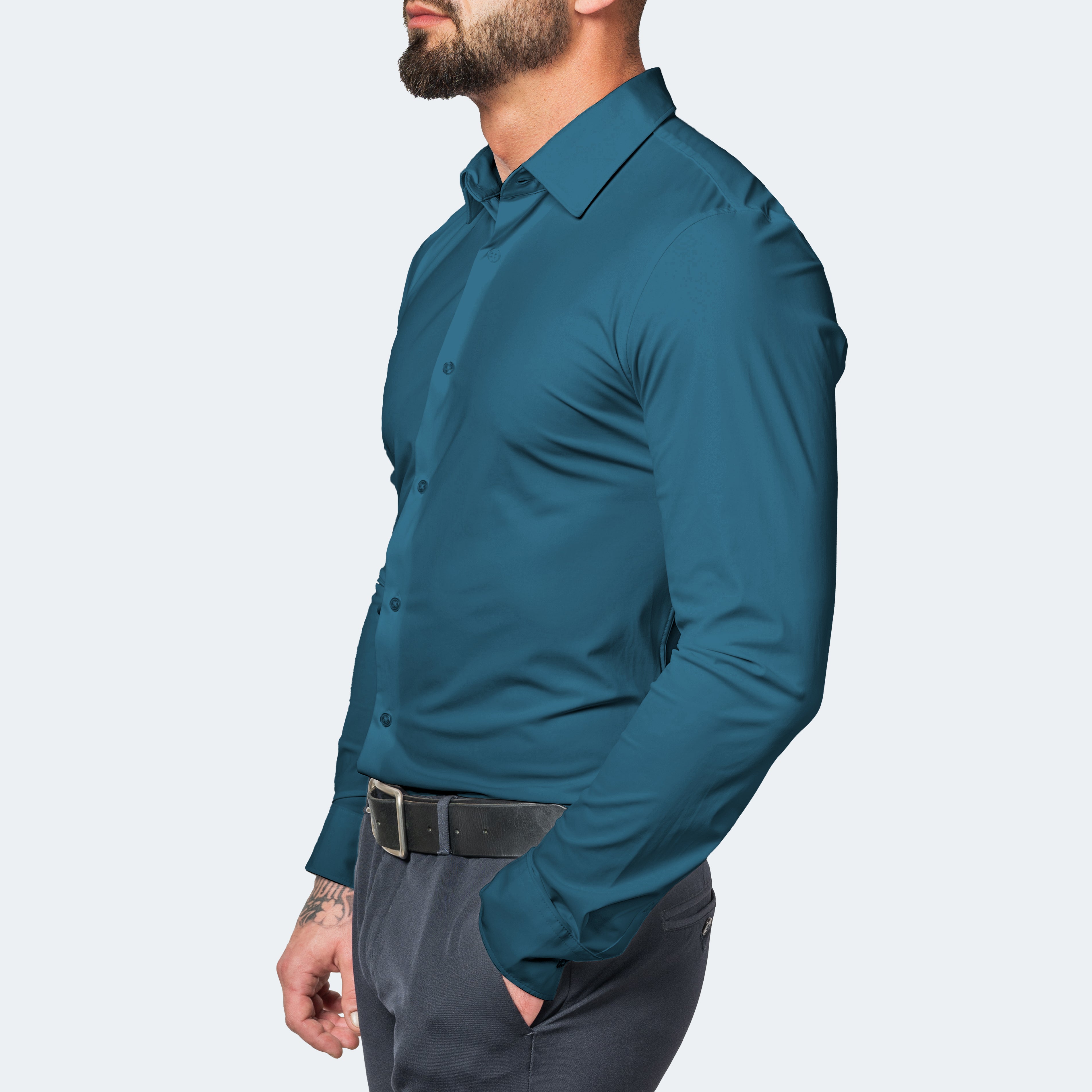 Edward Clarke | Sky Blue Slim Fit Shirt – Extreme Stretch & Wrinkle Free