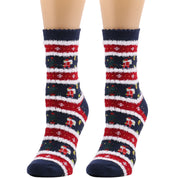 Frosty Sole | Chaussettes de Noël bleu marine à motif de père Noël pour femmes
