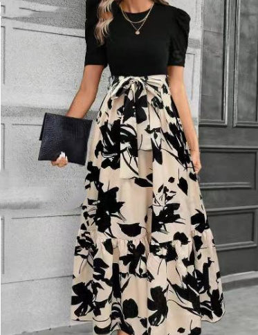 Cordelia Ashby | Floral Print Crew Neck Midi Dress