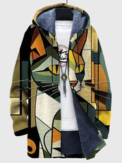 Rowan Hastings | Veste pour homme à imprimé artistique et capuche doublée en polaire