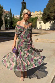 Philippa Clarke | Emerald Green V-Neck Maxi Dress with Sheer Overlay