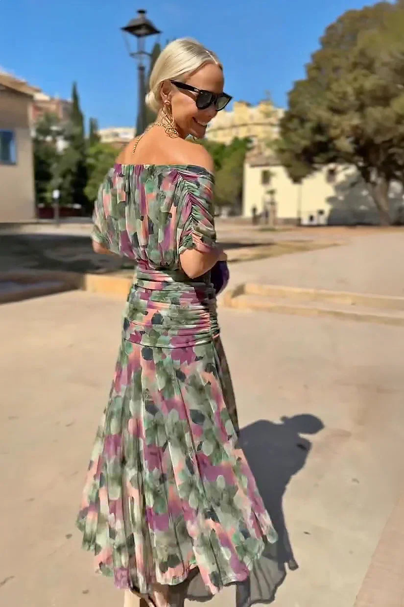 Philippa Clarke | Emerald Green V-Neck Maxi Dress with Sheer Overlay