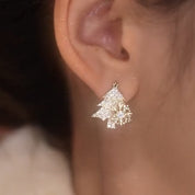 Boucles d’oreilles de sapin de Noël avec flocon doré Sparkle Frost pour femmes