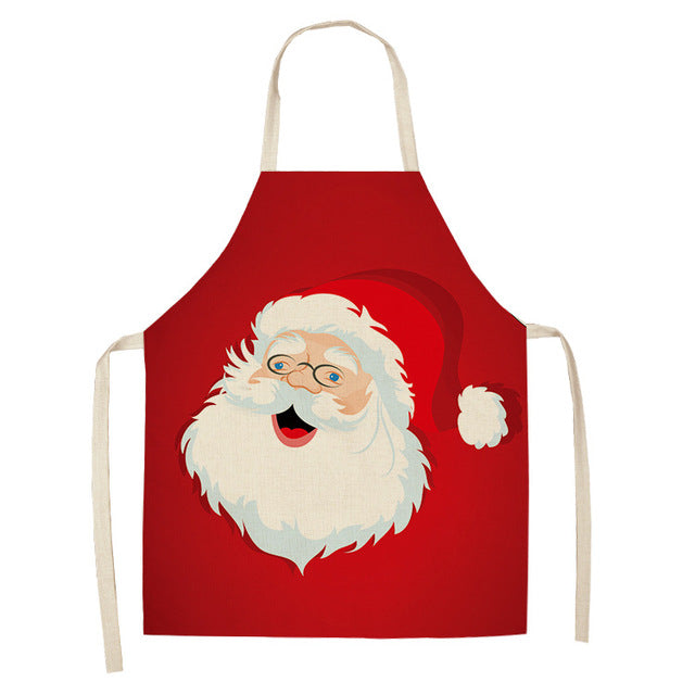 Tablier de Noël rouge imprimé avec bonhomme de neige Snowy Cheer