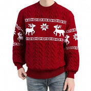 Frost Buck | Pull de Noël à motif jacquard cerf rouge pour hommes
