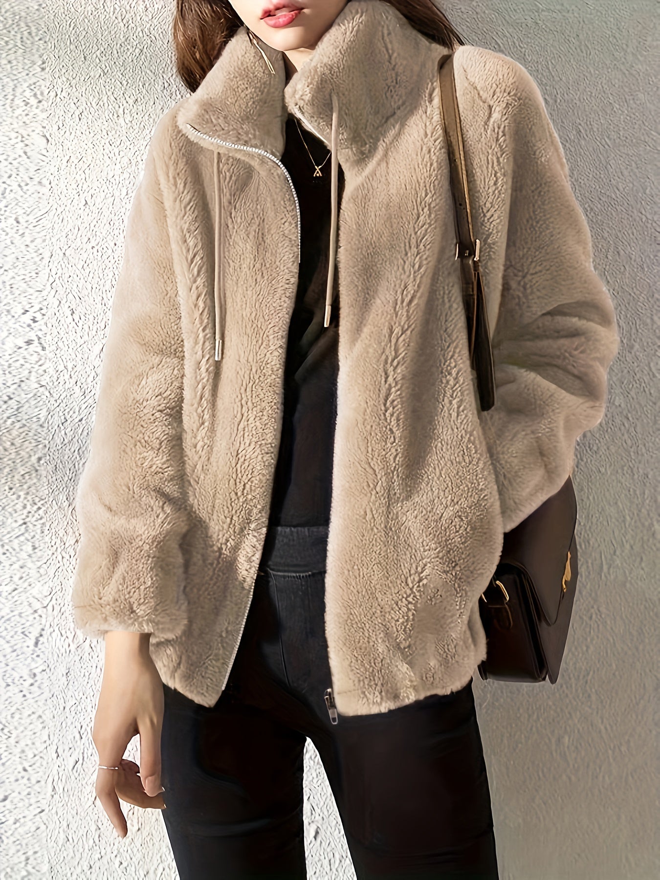 Nadia Fairfax | Faux Shearling Zip-Up Jacket