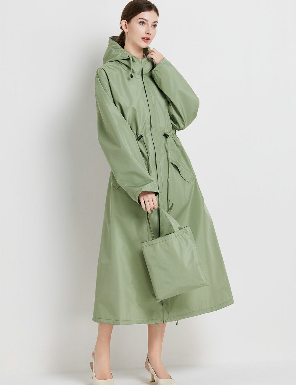 Poppy Evans | Imperméable mi-long à capuche pour femme, jaune soleil