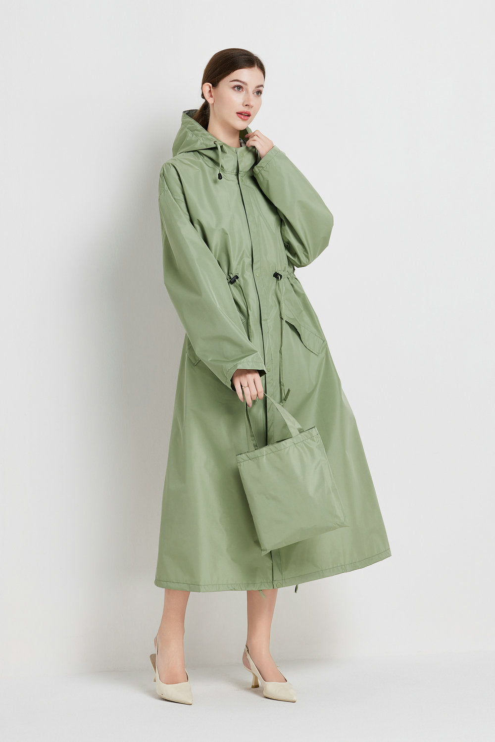 Poppy Evans | Imperméable mi-long à capuche pour femme, jaune soleil