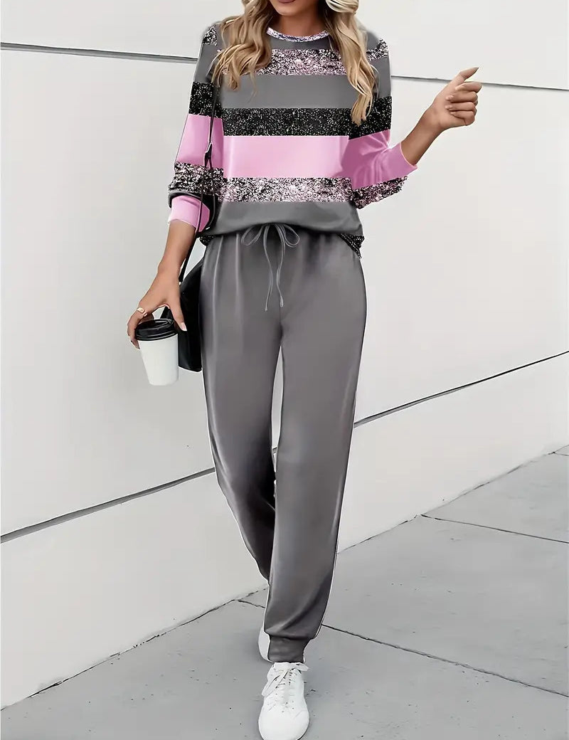 Imogen Walker | Ensemble sweat-shirt et pantalon de jogging à empiècements colorés