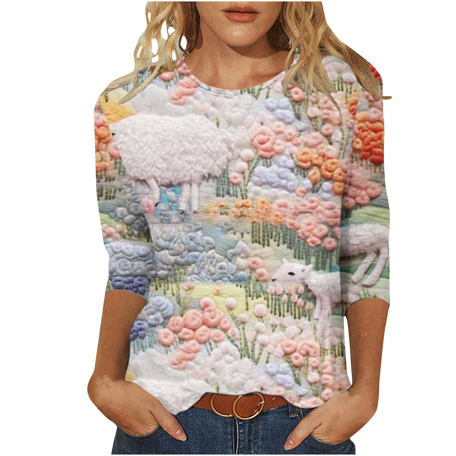 Rosie Fairbank | T-shirt z kwiatowym nadrukiem 3D