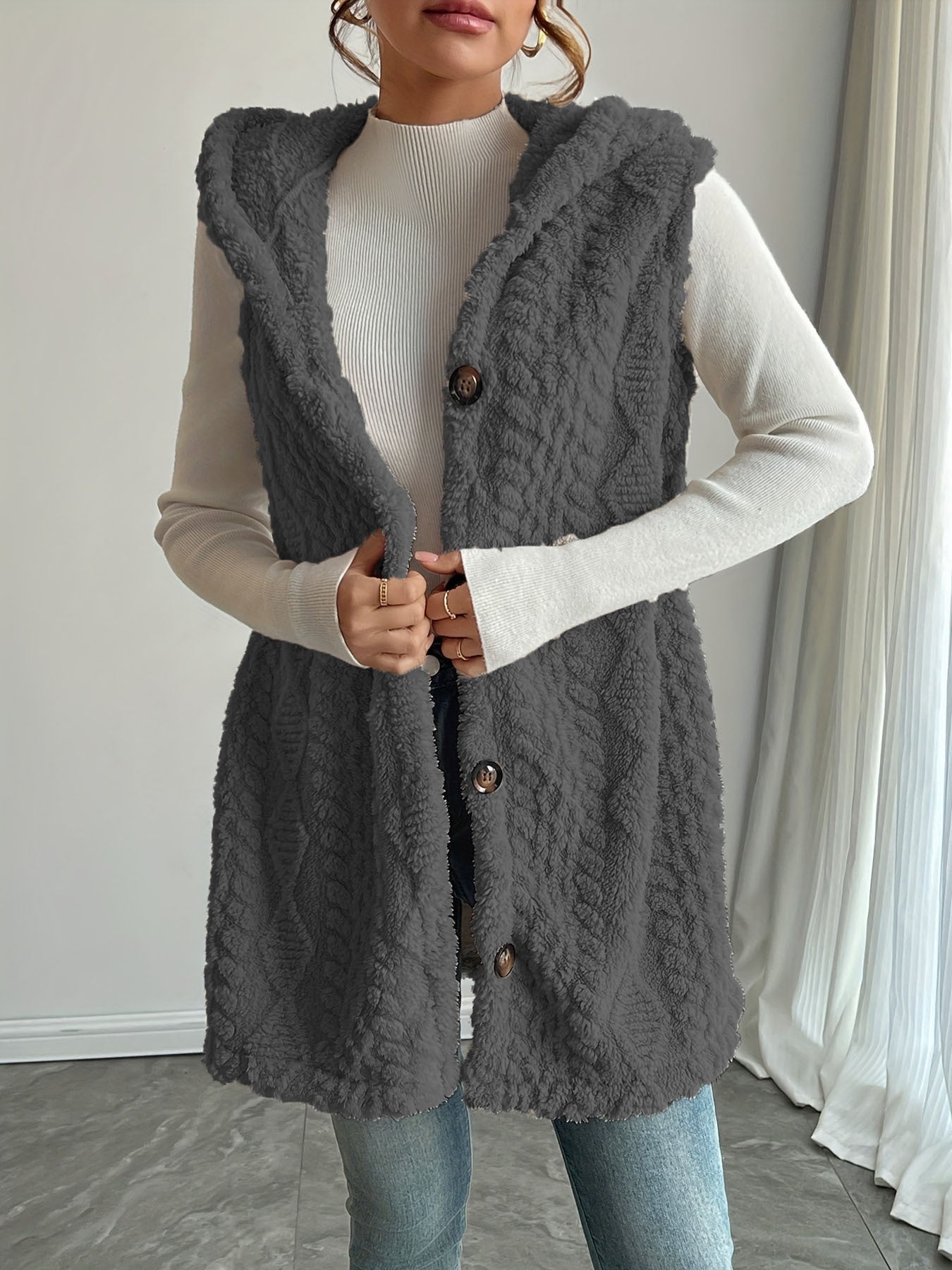 Rosie Clarke | Faux Fur Hooded Longline Vest