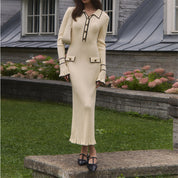 Penelope Green | Ribbed Knit Collared Midi Dress
