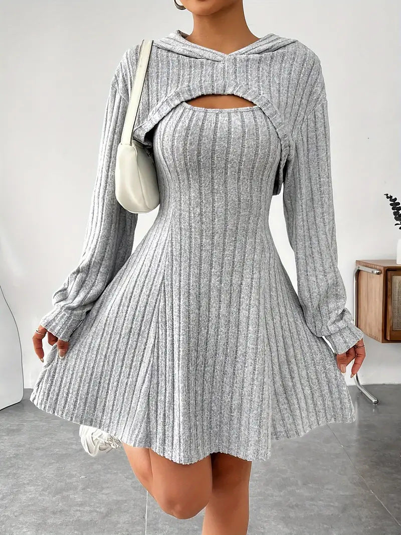Emily Jones | Hooded Ribbed Knit Mini Dress Set