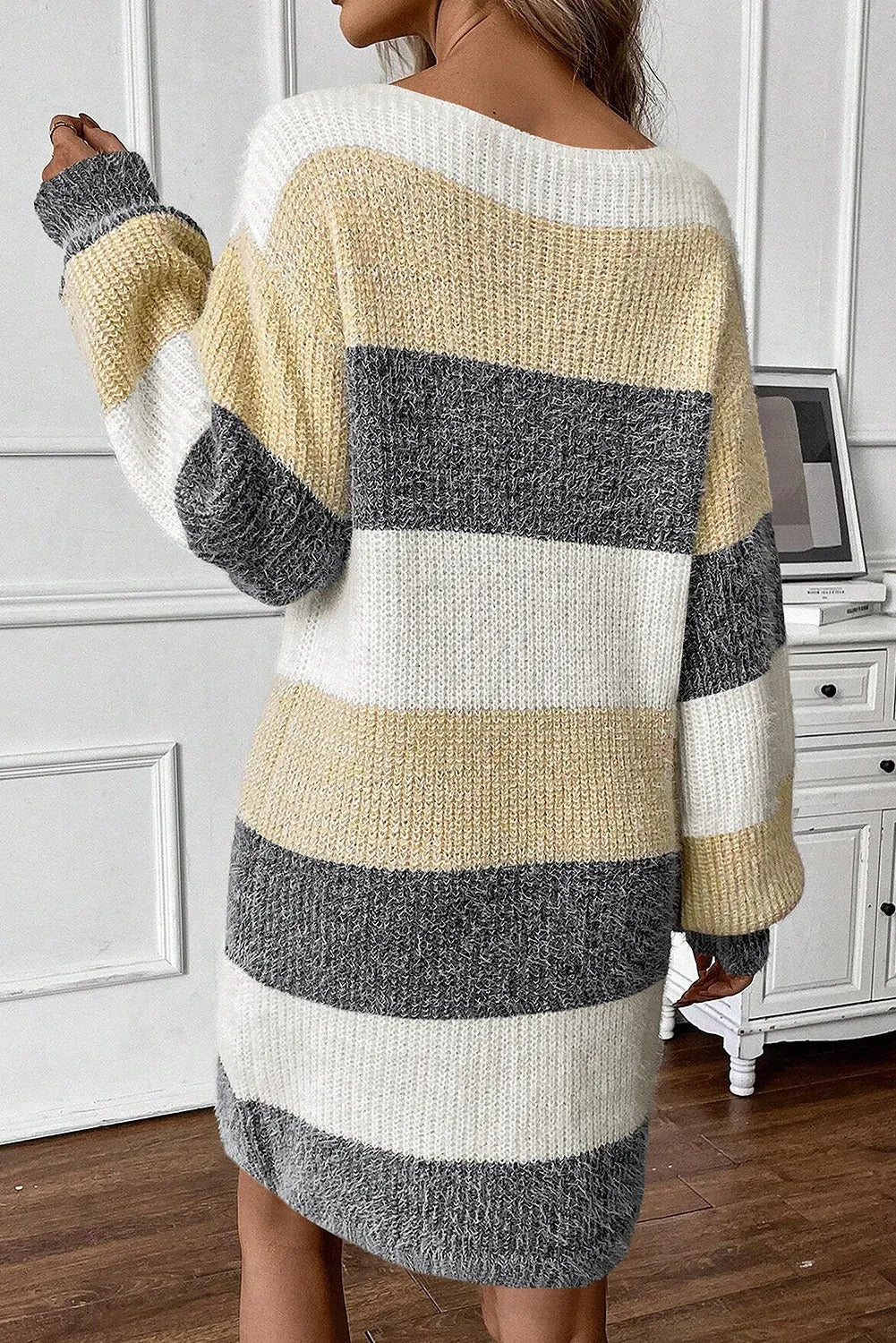 Phoebe Evans | Striped Colorblock Sweater Dress