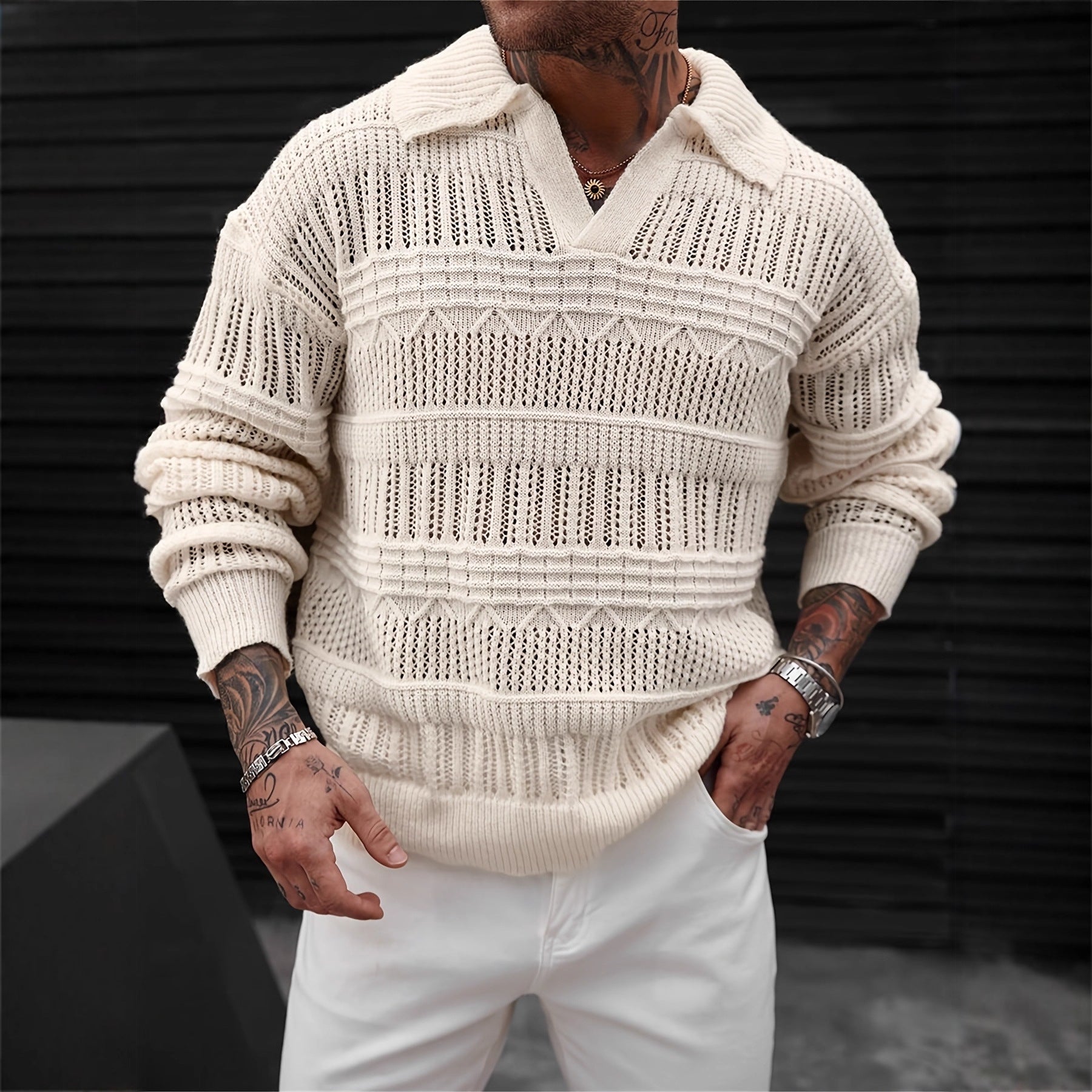 Marcus Whitmore | Pull polo en maille crochetée