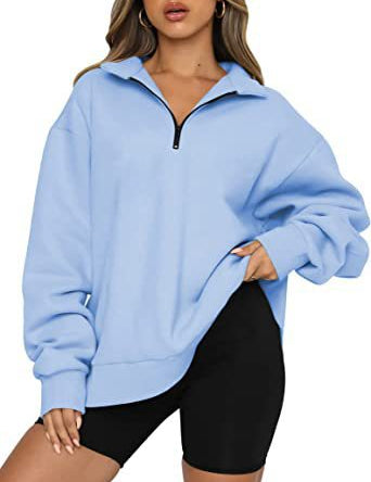Harriet Fenwick | Oversized Blue Zip-Neck Sweatshirt