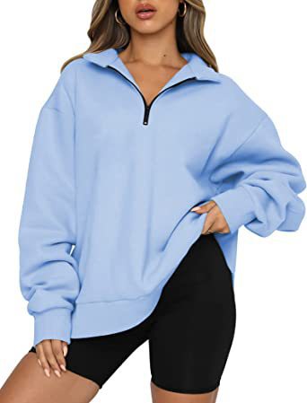 Harriet Fenwick | Oversized Blue Zip-Neck Sweatshirt