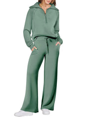 Emma Jones | Half-Zip Ribbed Loungewear Set