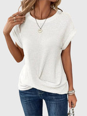 Marina Ashcombe | Waffle Knit Blouse With Crew Neck