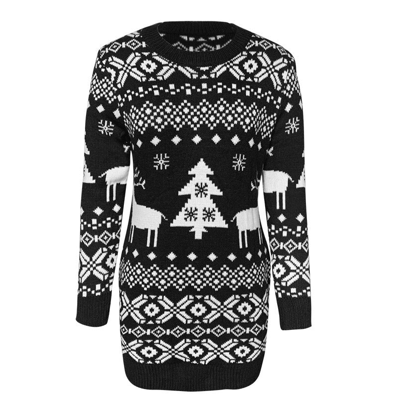 Winter Cheer | Pull de Noël à motif jacquard cerf rouge pour femmes