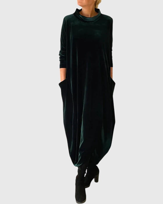 Beatrice Fairfax | Velvet Maxi Dress With Mock Neck