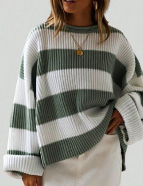Sophie Lewis | Dzianinowy sweter w paski z rękawami nietoperzowymi