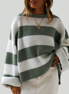 Sophie Lewis | Striped Batwing Sleeve Knit Sweater