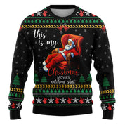 Merry Buck | Pull de Noël noir à imprimé Père Noël dansant pour homme