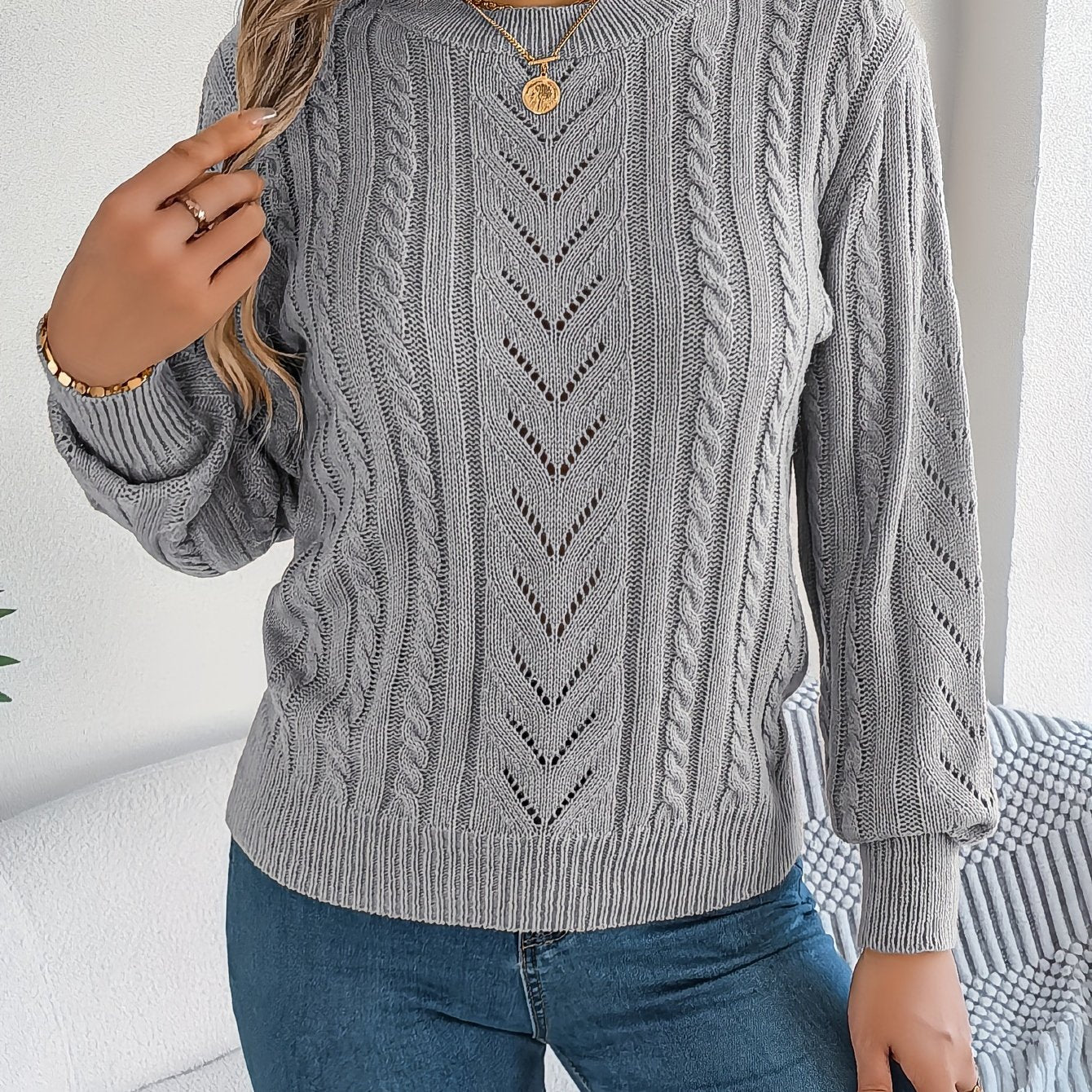 Eleanor Davies | Cable-Knit Textured Sweater