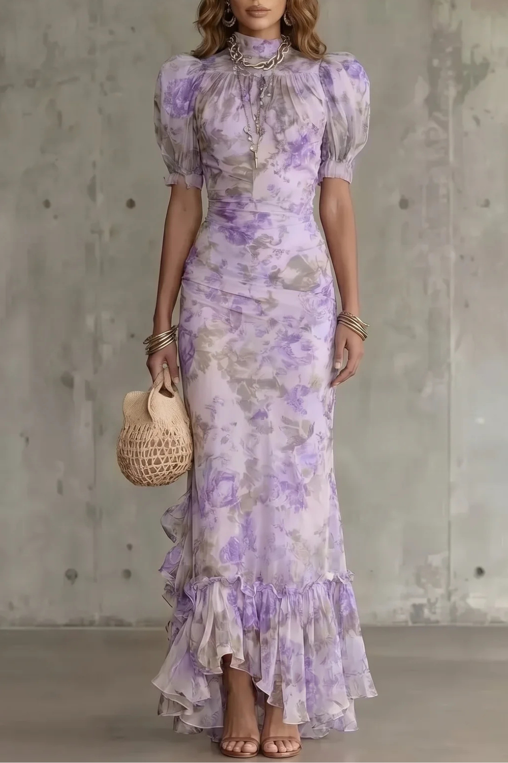 Beatrix Holloway | Roselique Romantic Floral Ruched Maxi Dress