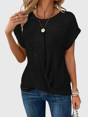 Marina Ashcombe | Waffle Knit Blouse With Crew Neck