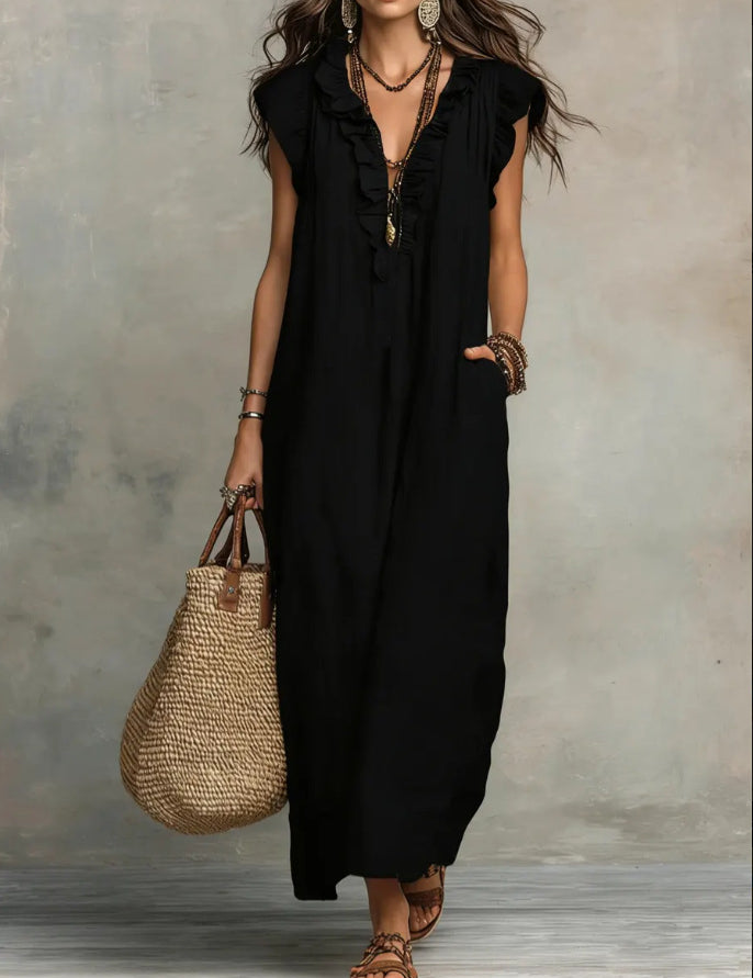 Eleanor Griffiths | Bohemian Flutter Sleeve Maxi Dress