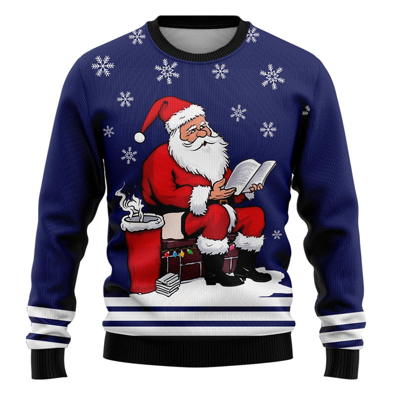 Merry Buck | Pull de Noël noir à imprimé Père Noël dansant pour homme