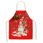 Tablier de Noël rouge imprimé avec bonhomme de neige Snowy Cheer