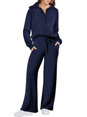 Emma Jones | Half-Zip Ribbed Loungewear Set