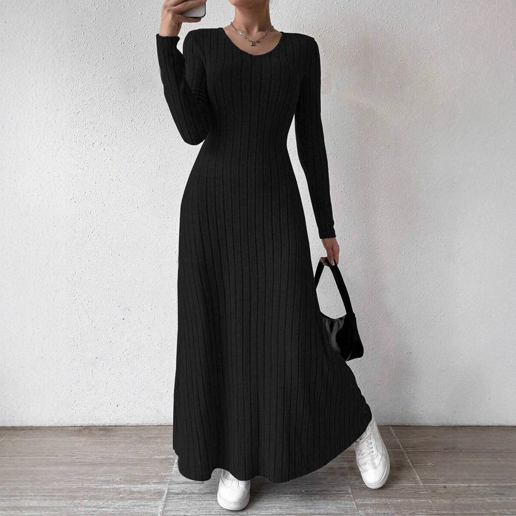 Jemima Lewis | Robe longue en maille côtelée à manches longues