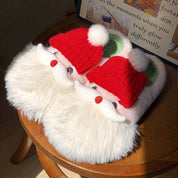 Jingle Bell | Pantoufles de Noël blanches à visage de père Noël pour femmes