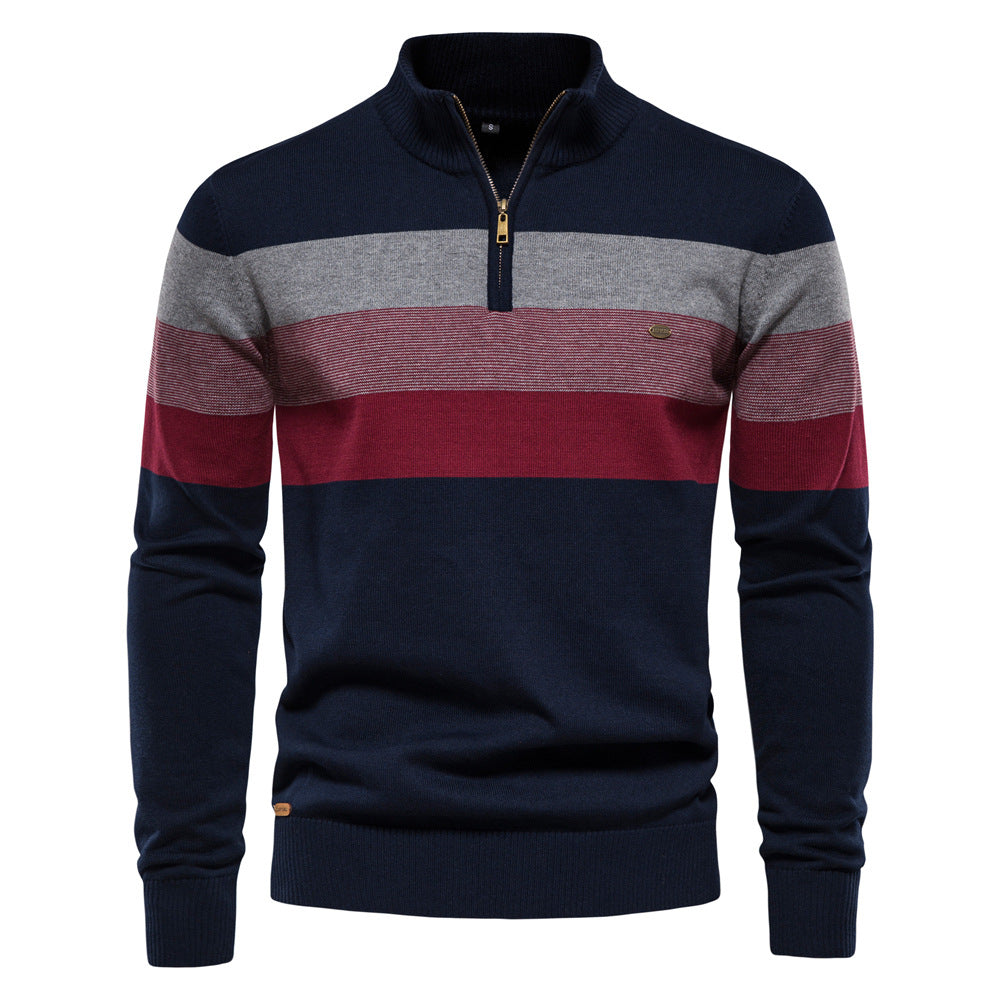 Nathan Broadbent | Pull rayé en maille à col zippé