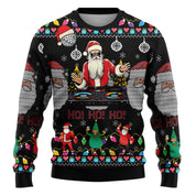 Merry Buck | Pull de Noël noir à imprimé Père Noël dansant pour homme