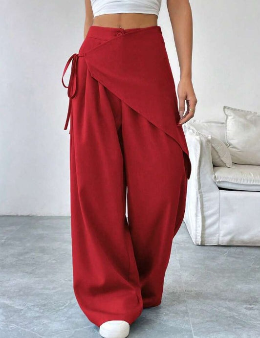 Verity Campbell | Wrap-Front Wide-Leg Trousers High-Waist Elegance