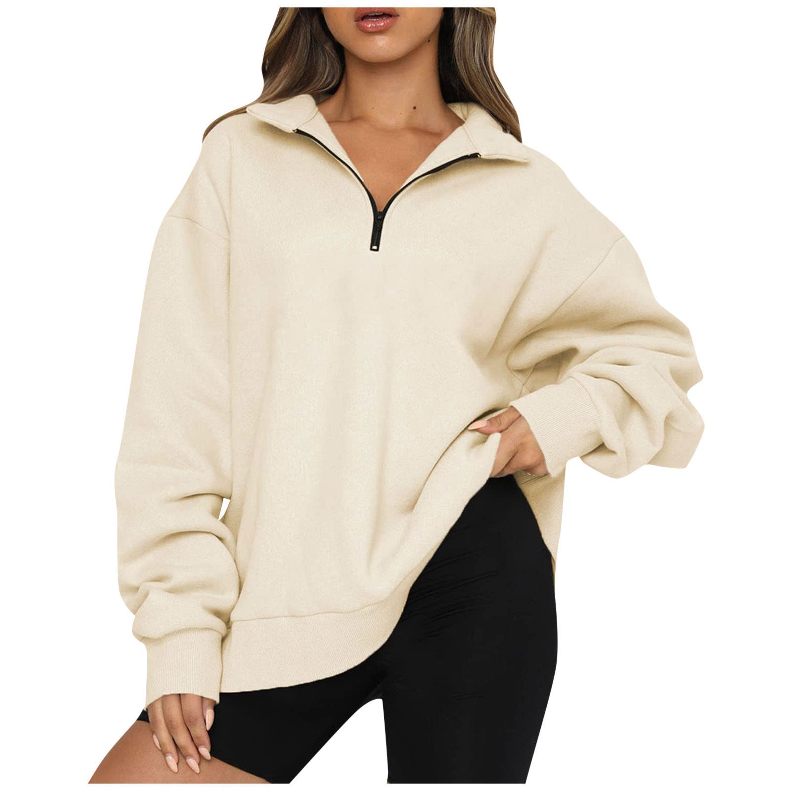 Harriet Fenwick | Oversized Blue Zip-Neck Sweatshirt