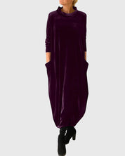Beatrice Fairfax | Velvet Maxi Dress With Mock Neck