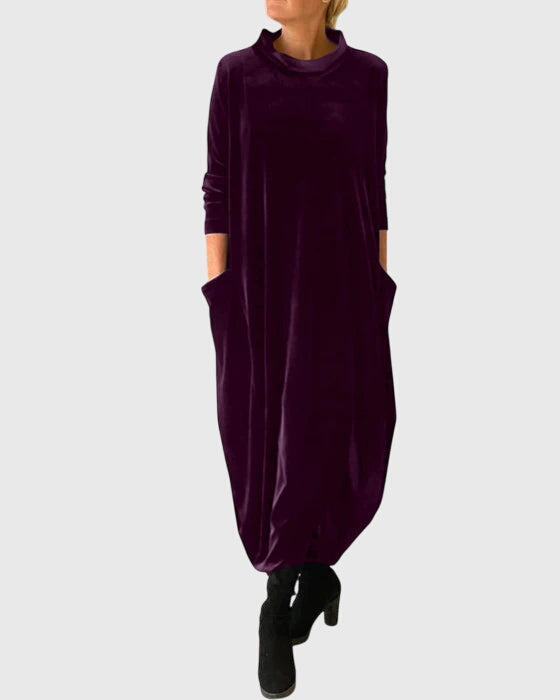 Beatrice Fairfax | Velvet Maxi Dress With Mock Neck